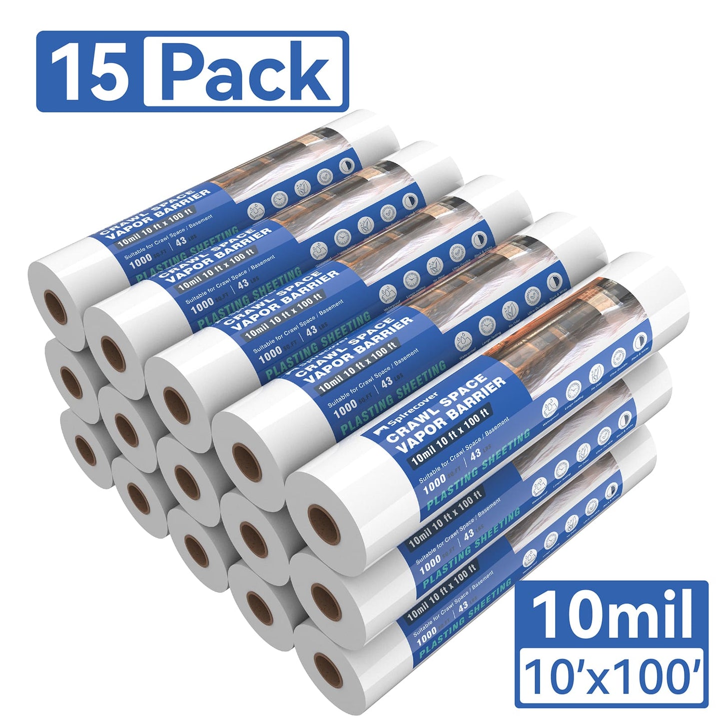 Spirecover Wholesale Packs - 10mil x 10 x100' Film (15-Packs)