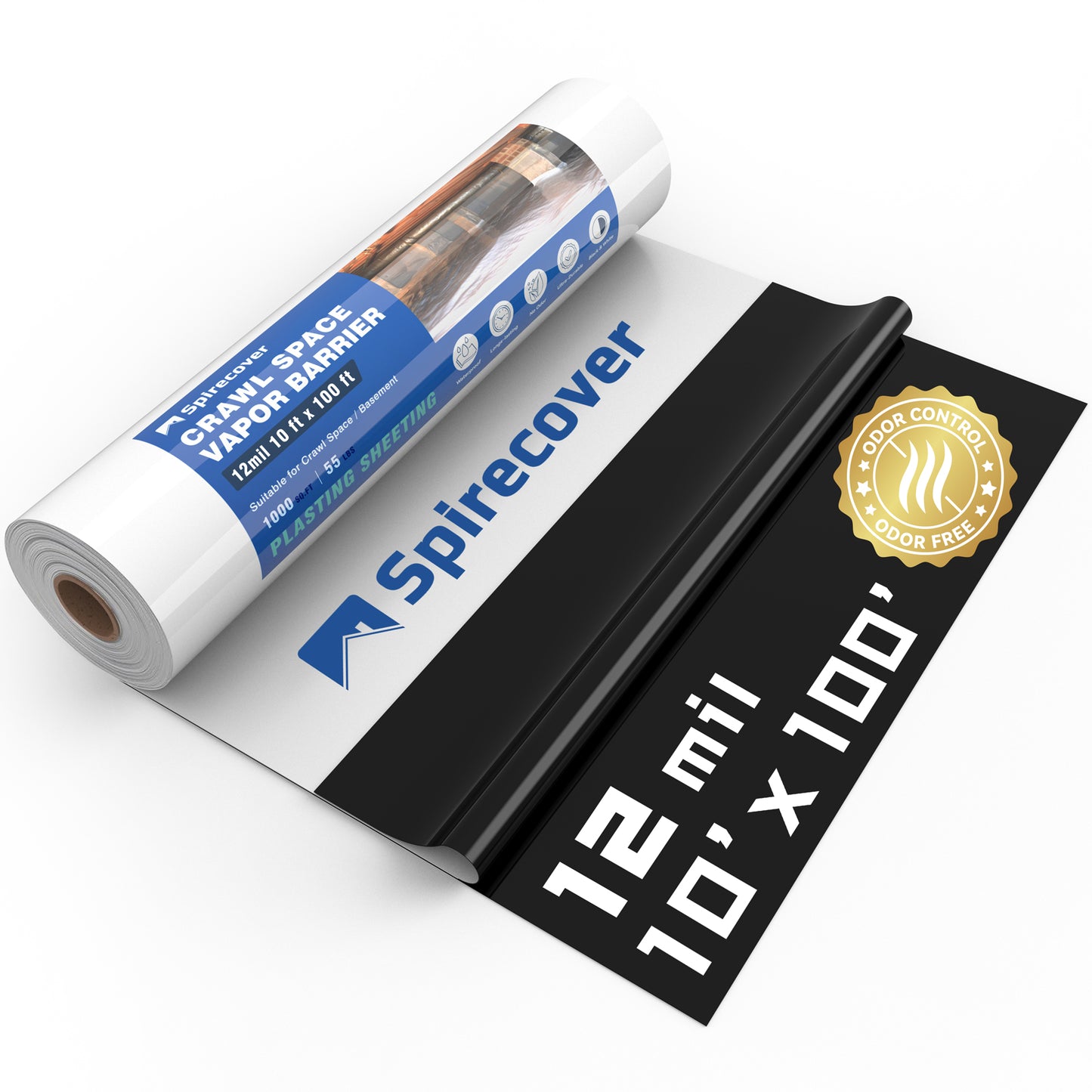 Crawl Space Vapor Barrier, 12mil Film, 10'x100'