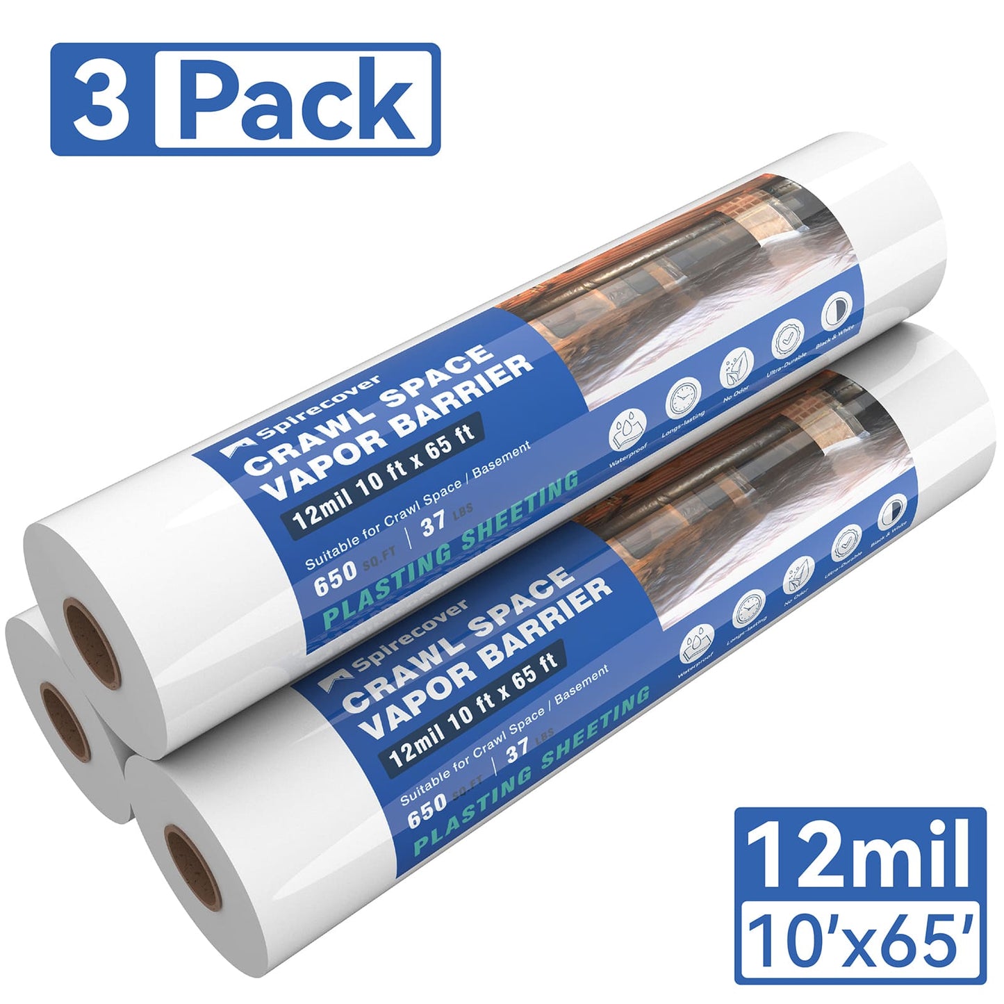 Spirecover Wholesale Packs - 12mil x 10 x65' Film (3-Packs)