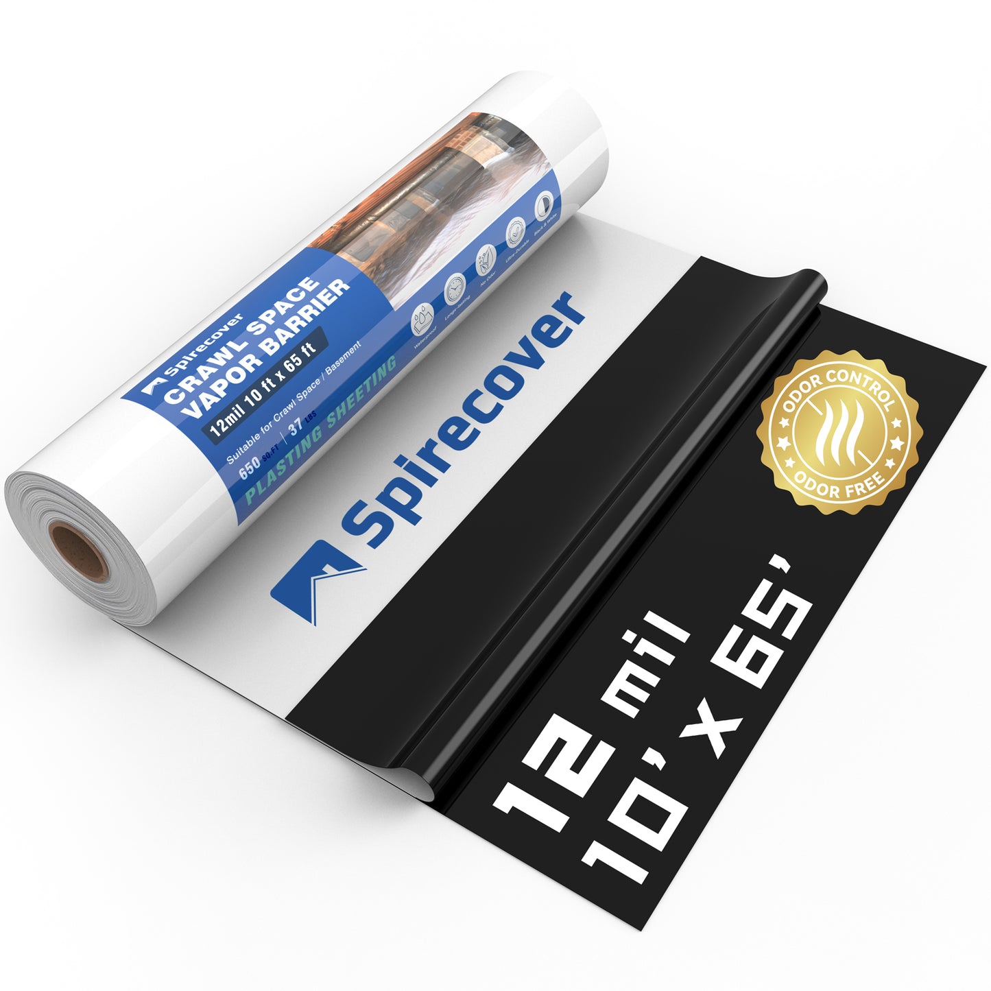 Crawl Space Vapor Barrier, 12mil Film, 10'x65'