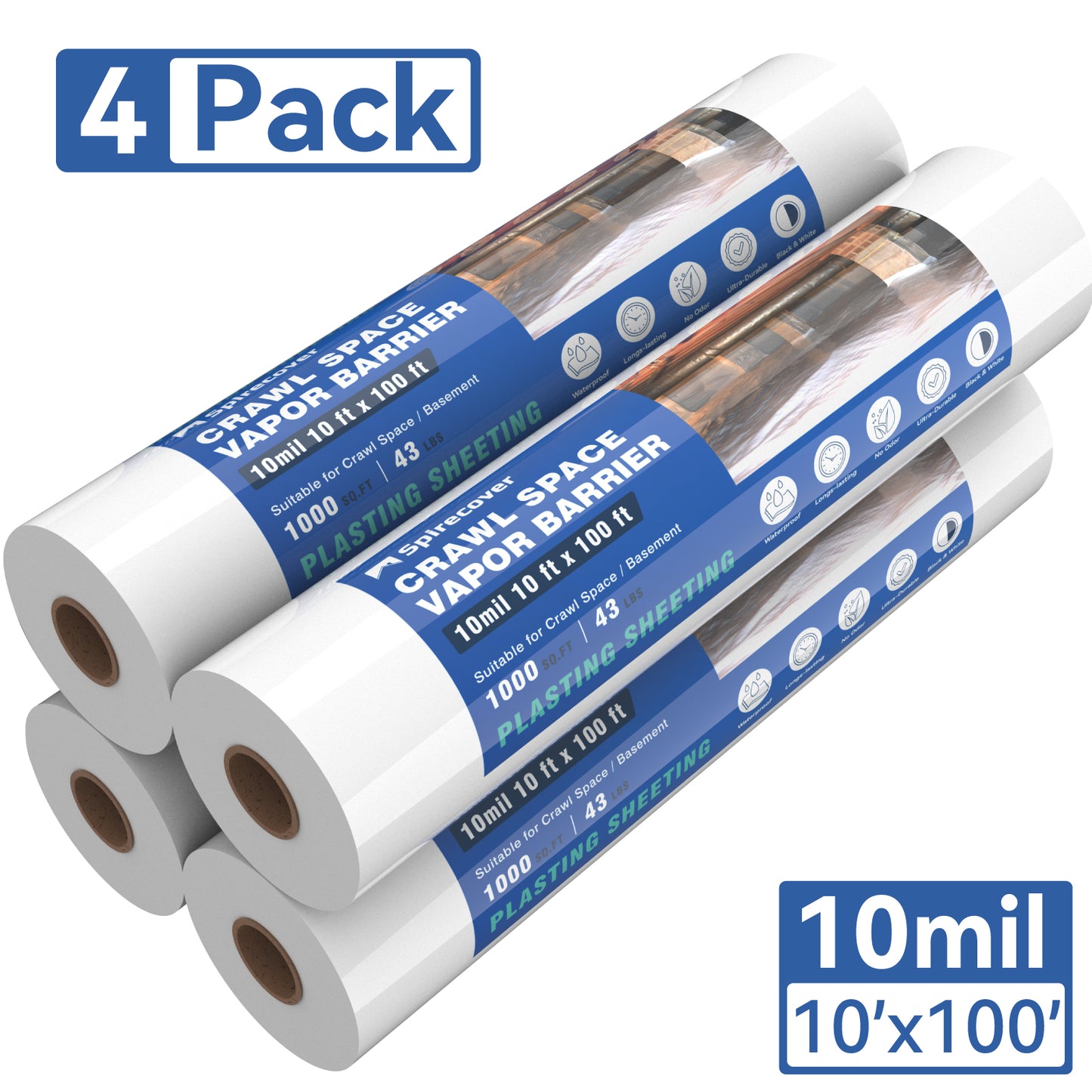 Spirecover Wholesale Packs - 10mil x 10 x100' Film (4-Packs)