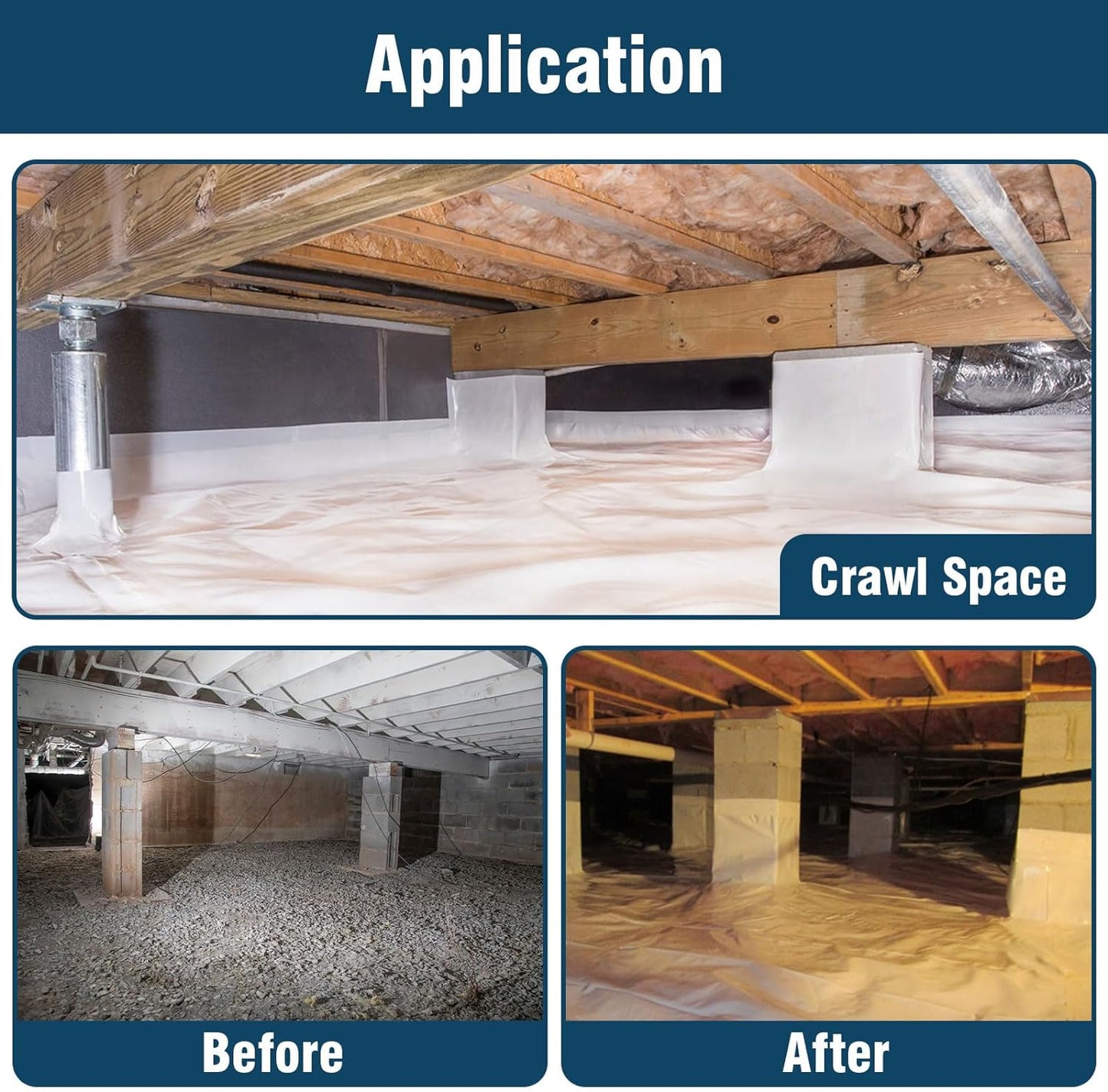 Crawl Space Vapor Barrier, 10mil Film, 10'x65'
