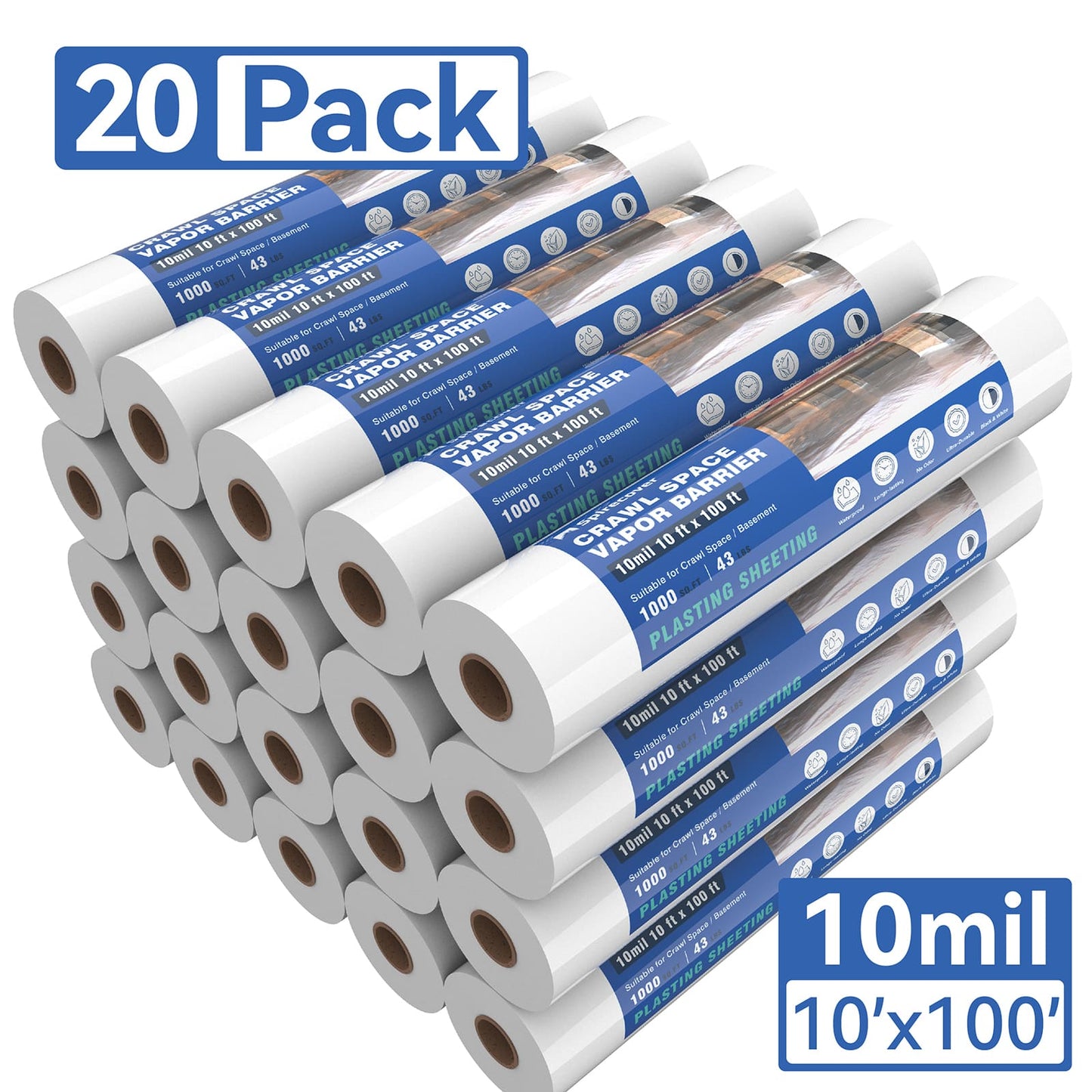 Spirecover Wholesale Packs - 10mil x 10 x100' Film (20-Packs)