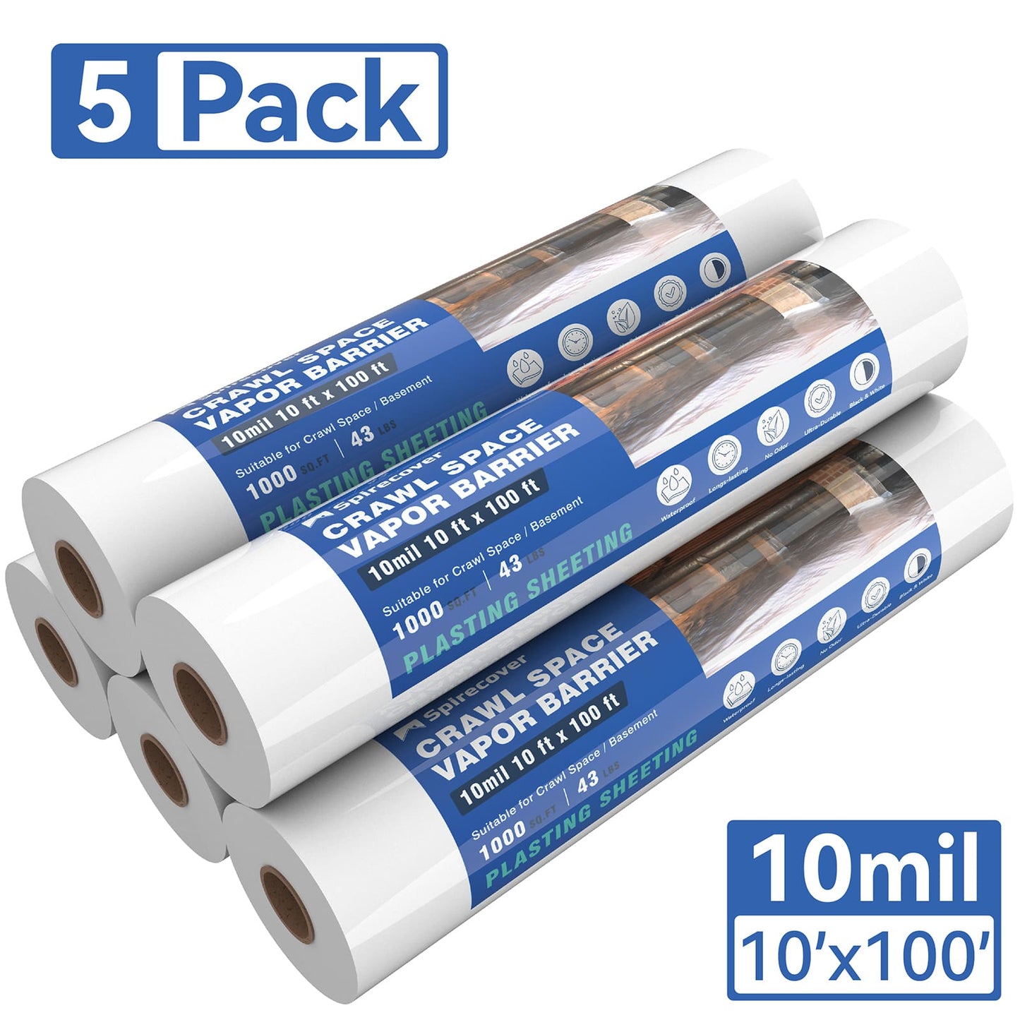 Spirecover Wholesale Packs - 10mil x 10 x100' Film (5-Packs)