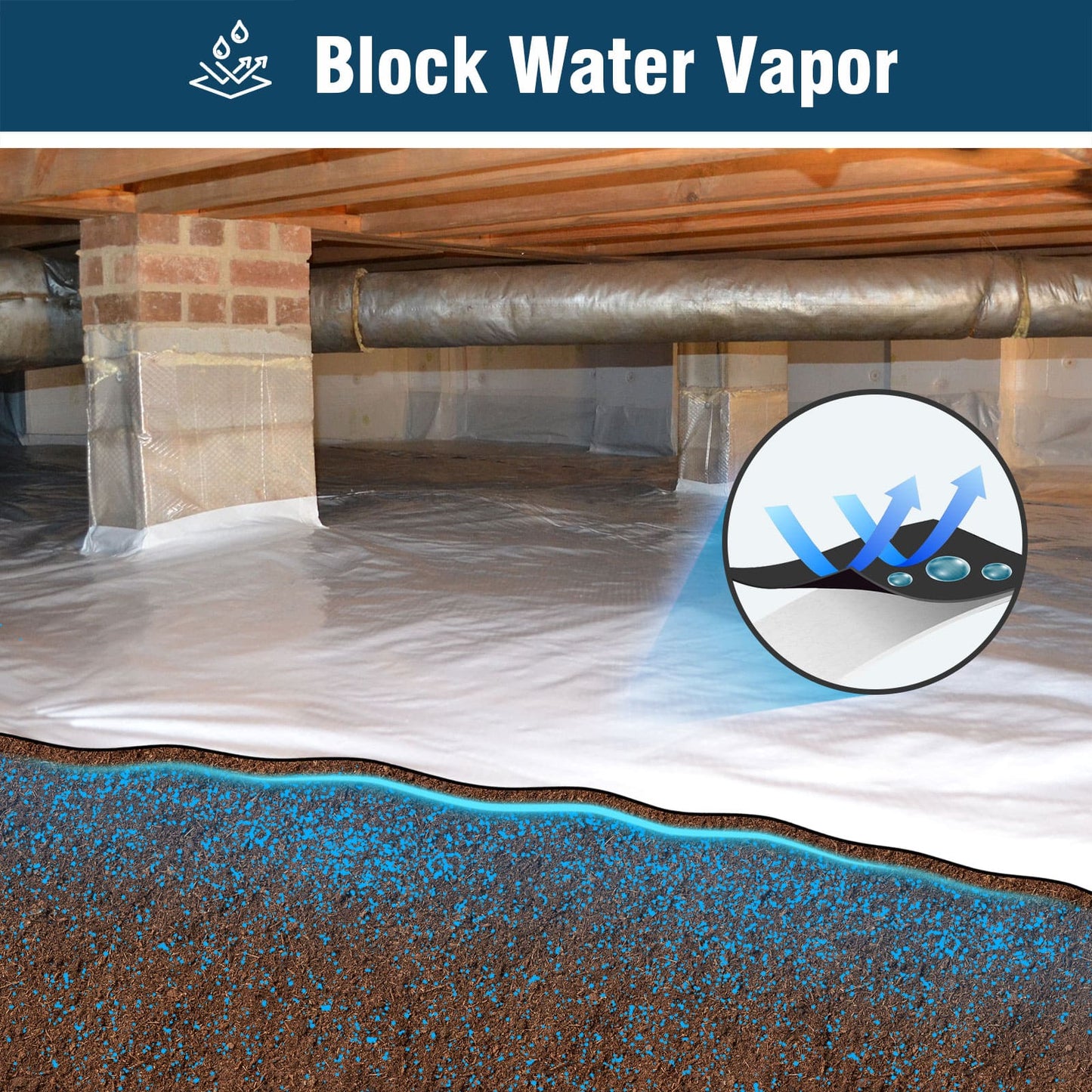 Crawl Space Vapor Barrier, 8mil Film, 10'x30'