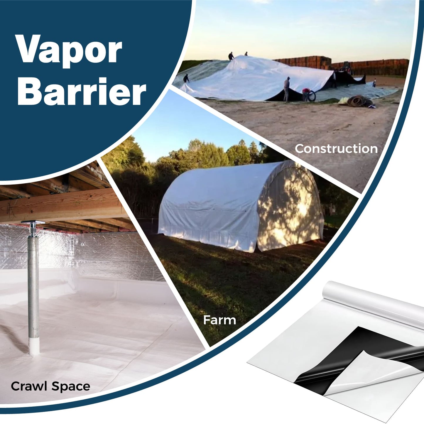 Crawl Space Vapor Barrier, 8mil Film, 10'x30'