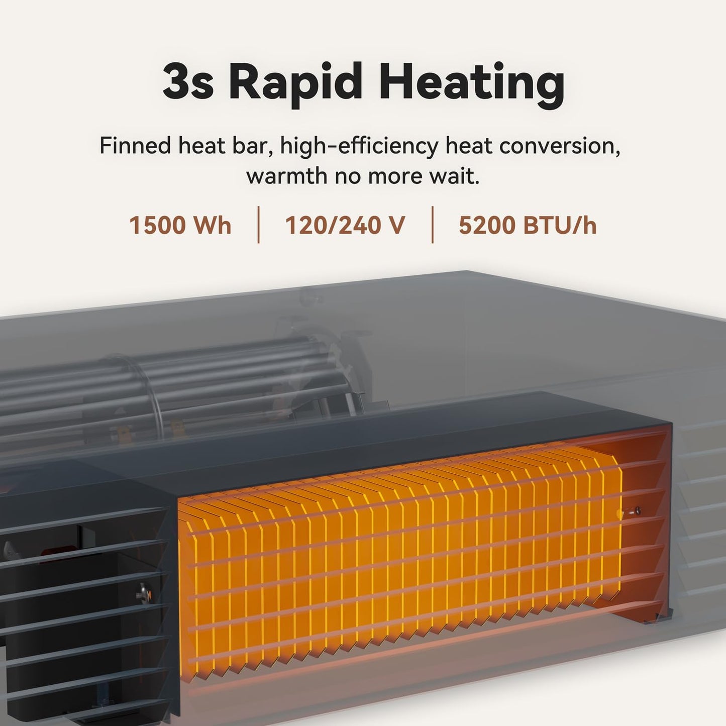 AIREPUSH Electric Kickspace Heater, 1500W Plinth Heater HTA15-Ultra