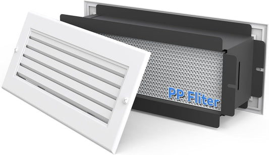 Wall Return Air Pathway Kit with Eco-Friendly Filter and Aluminum Grille (12"x 4" Retrofit)