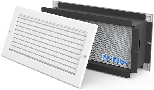 Wall Return Air Pathway with Eco-Friendly PP Filter and Aluminum Grille (14"x 6" Retrofit), AP1406