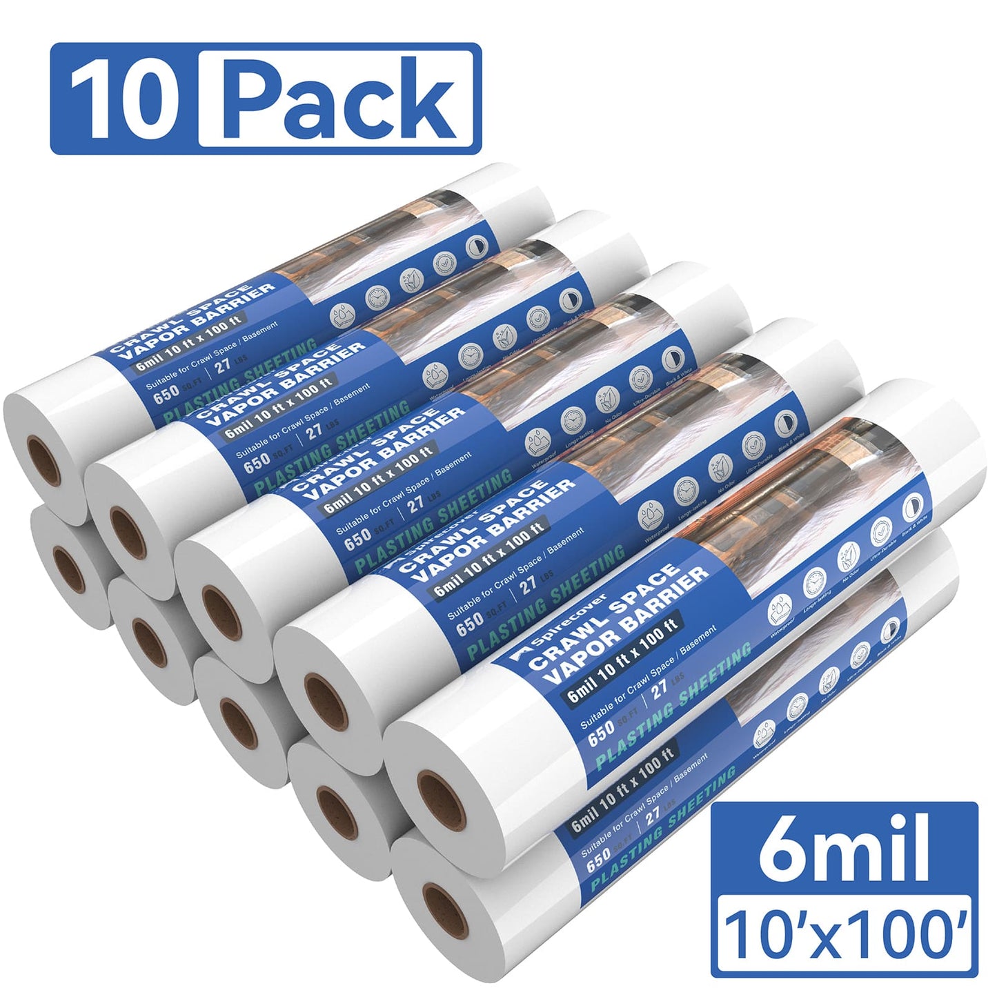 Spirecover Wholesale Packs - 6mil x 10 x100' Film (10-Packs)