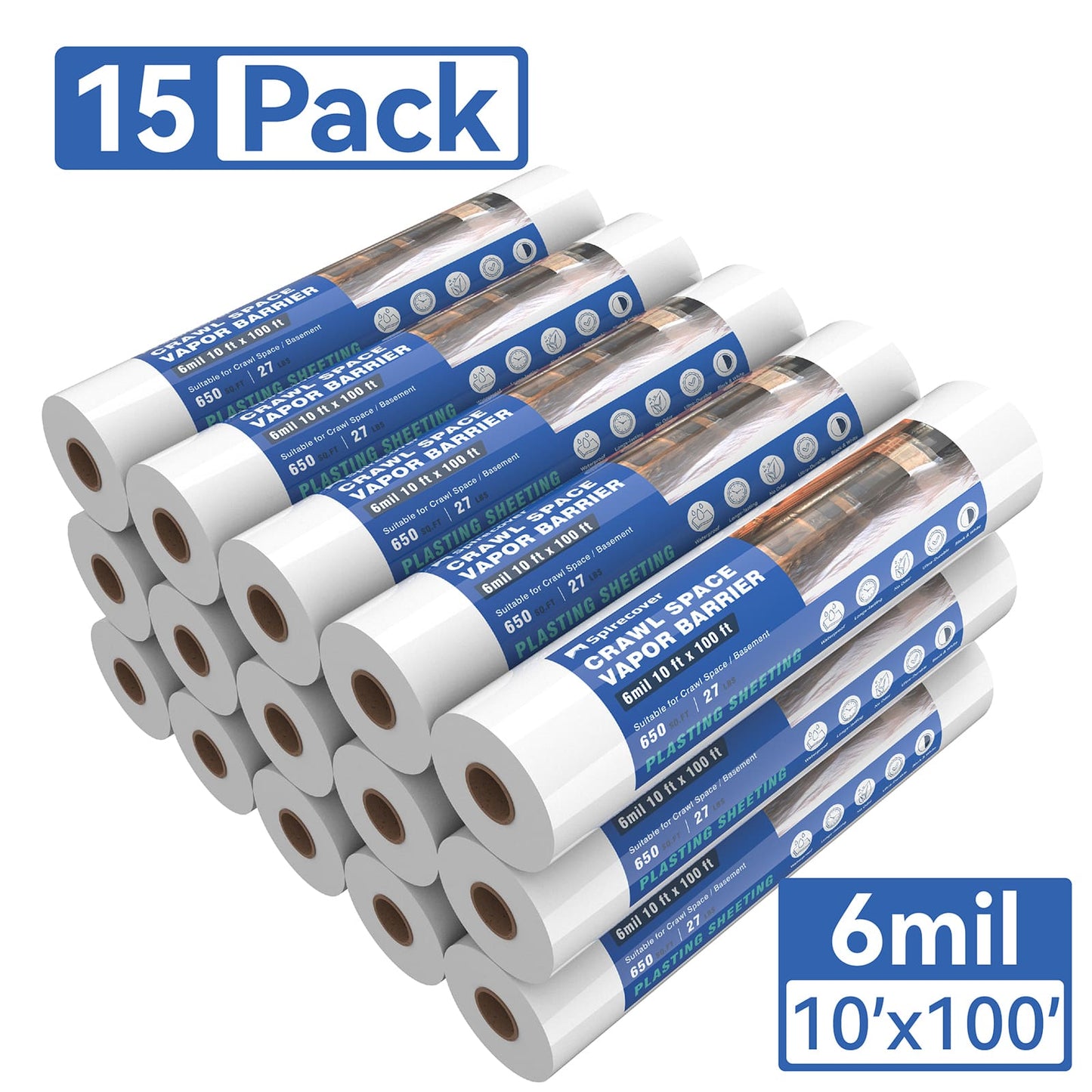 Spirecover Wholesale Packs - 6mil x 10 x100' Film (15-Packs)