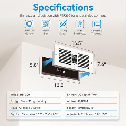 Room to Room Air Transfer Fan | 300 CFM | RTR300CV
